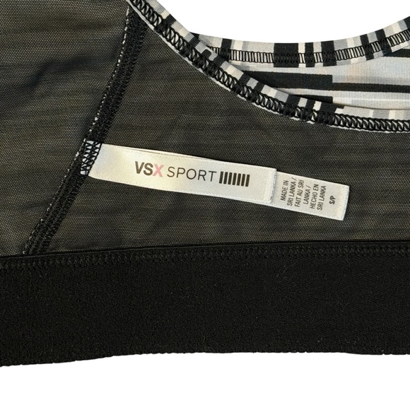 Victoria Secret VSX Monochrome Striped Sports Bra Black White Gray Size S #2006 - Picture 5 of 6